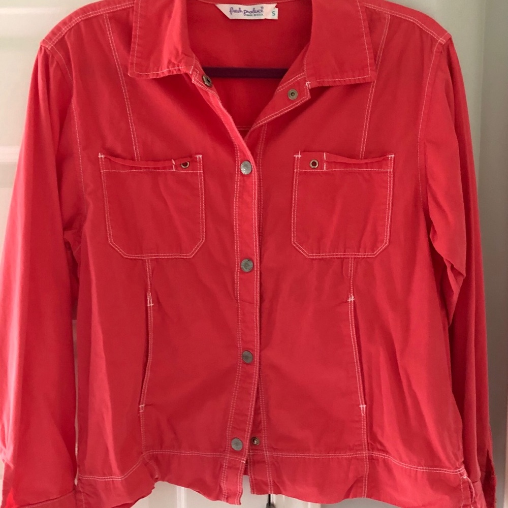 Fresh Produce Cropped Lightweight Jacket Coral